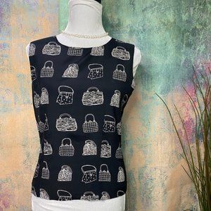 📌Ilyse Hart Stylish Vintage Purse Print Top